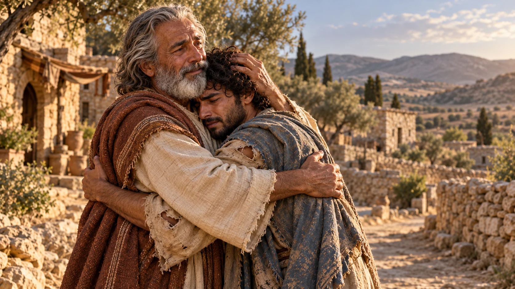 The father welcomes his returning son.